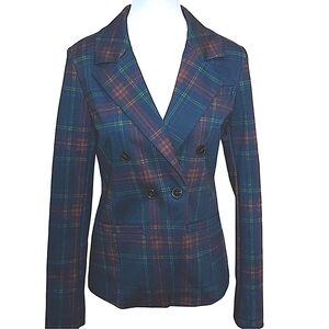 Bagatelle Women’s Plaid Preppy Double Breasted Blazer Size Small Old Money